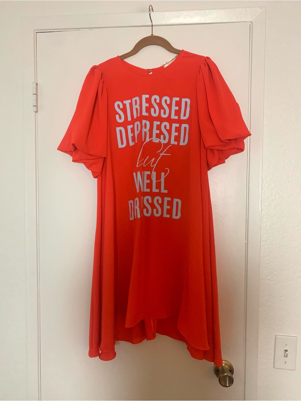 New Olga Lucia Cortes Stressed Distresses But Well Dressed MIDI Dress Orange